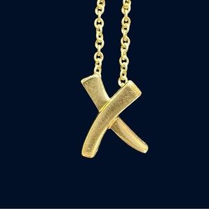 Paloma Picasso 4 Tiffany & Co. 18K Yellow Gold Graffiti X Pendant Necklace KIiss